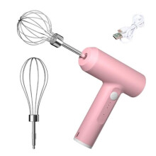 Electric Milk Frother - WIRLSWEAL - 3 Speeds - USB Rechargeable - Removable Head - Pink