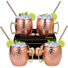 Moskouse muilezelglazenset, 4 Moskouse muilezelbekers met 4 rietjes
