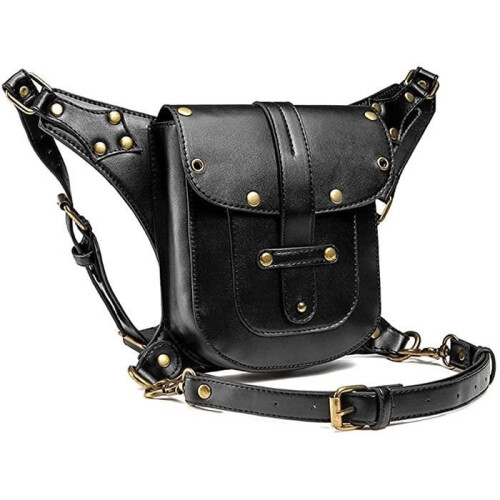 Fanny Pack - PU-nahka - Punk Style - musta