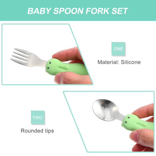 2Sets Babybestek Set Kort Handvat Baby Training 2