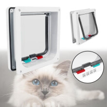 Large White Cat Flap (L) (25cm x 23.5cm) Pet Mate Four Locking Modes for Cats/Small Dogs - Easy Installation