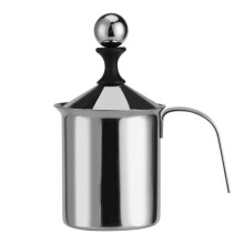 Handmatige melkopschuimer van roestvrij staal, 400 ml, zilver-roze leven