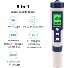5-in-1 Water Quality Tester - VVIKIZY - EZ-9909 - pH, TDS, EC, Salinity