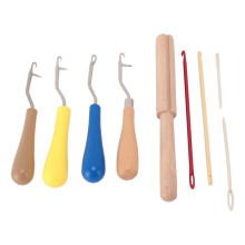 LattHooks Werkzeug-Set für Teppich DIY Bastelreparatur, Metall & Buchenholz