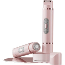 Bikinitrimmer voor dames, 2-in-1 elektrisch scheerapparaat, oplaadbaar, dubbele kop, IPX7 waterdicht, nat en droog (roze)