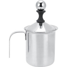 BOYOU 400ml Stainless Steel Milk Frother, Latte Coffee Frother, Manual Double Milk Frother