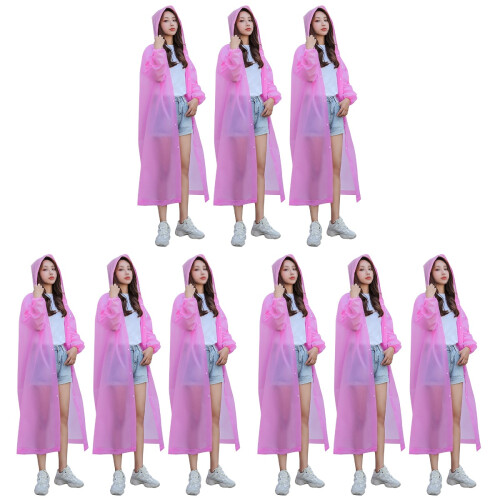 9Pièces Ponchos Rose Adulte Réutilisable Avec Capuche 2