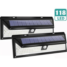 2pcs Solar Light Wall Lamp 118LED With Detector IP65 Waterproof for Garden Outdoor Lighting Motion Sensor Waterproof