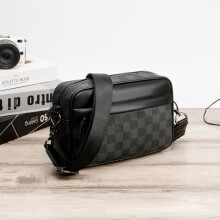 Gürteltasche im Vintage-Stil, karierte Gürteltasche aus PU-Leder für Männer, Arbeit und Reisen
