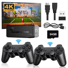 64GB 15000+ Games Retro Video Game Console HDMI 4K HD M8 PRO with 2 Controllers, DIY Support, Buttons, 12 Emulators, Plug and Play TV Stick