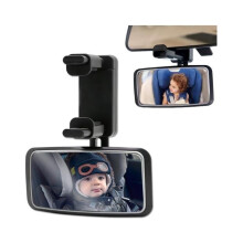 Vauvan autopeili, 360 säädettävä vauvanauton taustapeili, kaareva muotoilu, turvallisin sisäinen auton taustapeili, 13 * 6,3 cm (musta)