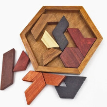 Houten zeshoekige puzzels, IQ-spel, educatief speelgoed voor kinderen en volwassenen, Tangrambord, IQ-puzzel