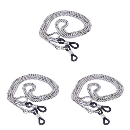 3Pièces Chaînes Acier Argent Pour Lunettes De Soleil Et Correctrices 2