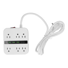 USB-stikkontaktadapter Kompakt designstrømskinne med USB C hurtigopladning Vægmonterbar overspændingsbeskytter til smarte hjem