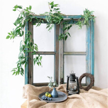 6 Pack (16.8Ft) Kunstmatige Wilg Bladeren Wijnstokken Takjes- Nep Zijde Opknoping Wilg Plant Groen Garland String voor Binnen