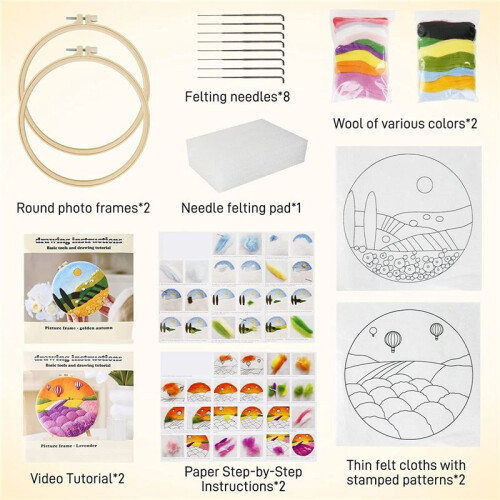2 Needle  Kits,Needle   Kit, Wool  Supplies with Instructions,Needle  Pads, Needles,W351+W407 2