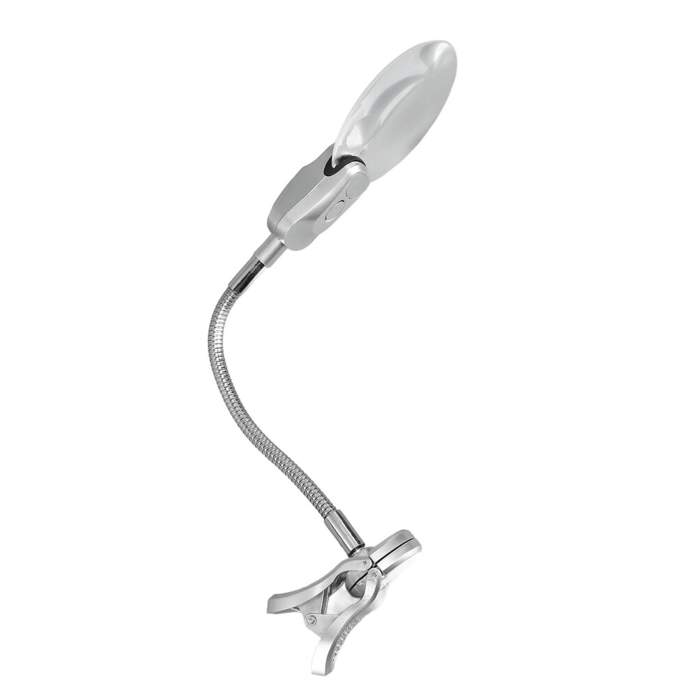 Light Adjustable Magnifying Glass With Flexible Gooseneck, Clip-On For Reading & Crafts
