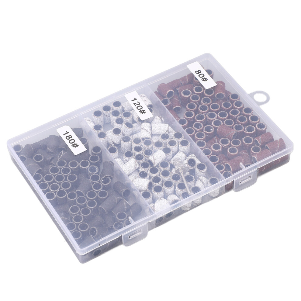210pcs Nail Art Sanding Caps for Dead Skin Removal Manicure Polishing Bands White Black Brown