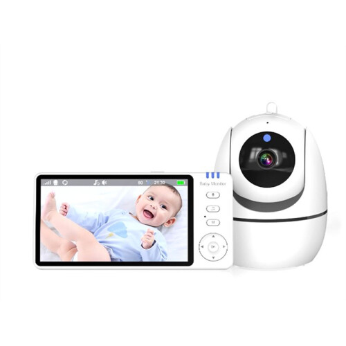 Monitor de Bebê com Vídeo de 5 Polegadas Áudio Bidirecional Interno Mãe Crianças Vigilância 2.4G  PTZ Câmera de Segurança Doméstica
