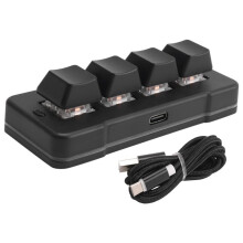 MK424U 4-Klawiszowa Miniaturowa Klawiatura do Gier z Mechanicznym Niebieskim Przełącznikiem USB Macro Programowalna Klawiatura RGB Czarna