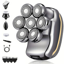 6-in-1 Men'S Electric Heads Shaver Rechargeable Cordless Hair Shaving for Bald Waterproof Wet Dry Beard Trimmer