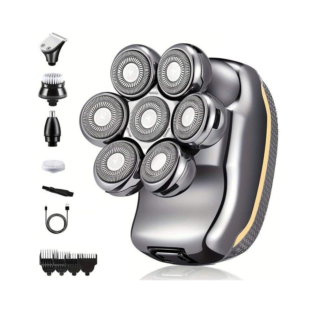 Tlily 6-In-1 Men's Electric Heads Shaver Rechargeable Cordless Hair Shaving For Bald Waterproof Wet Dry Beard Trimmer