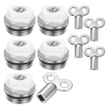 5pcs Radiator Bleed Valve, Radiator Bleed Valve 1/2 Inch with 5 Bleed Keys, Copper Heating Valve, Heating Bleed Key