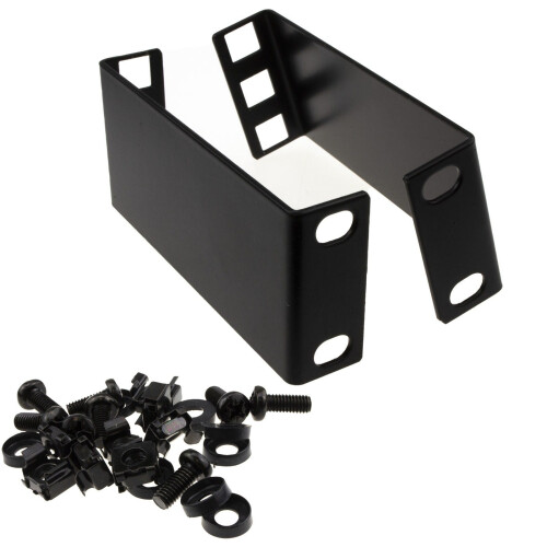 kenable 1U Rack Mount Data Cabinet Recessing Bracket with Cage Nuts 100mm Deep