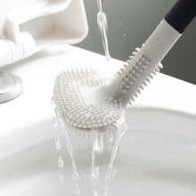 Spazzola per WC flessibile a doppio lato in silicone, per pulizia profonda, accessorio per il bagno