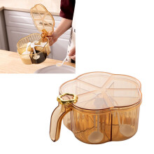 Large Transparent 5-Compartment Spice Box with Handle, 16.4cm