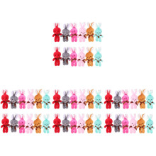 48Pcs Plush Bunny Keychain Pendants Assorted Colors Soft Rabbit Charms