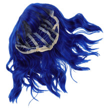 Perruque Bob Bouclée Bleue Synthétique Pour Déguisement Femme