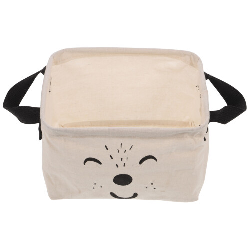 3Pcs Foldable Beige Flannelette Storage Organizer Cartoon Storage Box