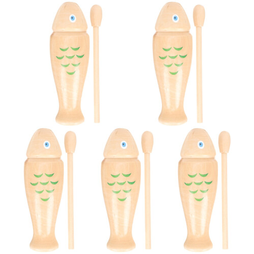 5Ensembles Instruments Musicaux Bébé En Bois Durable Beige 1