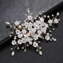 (Gold) Pearl Flower Hair Clip for Gown Hairstyles