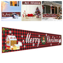 (A) Christmas Background Banner Exquisite Printing Durable Banner for Fireplace Home Party