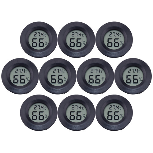 20Pièces Mini Thermomètre Hygromètre Noir Portable Usage 1
