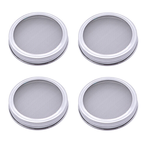 8Pièces Couvercles Germoirs Bocal Argent Résistants Maille Inox 1