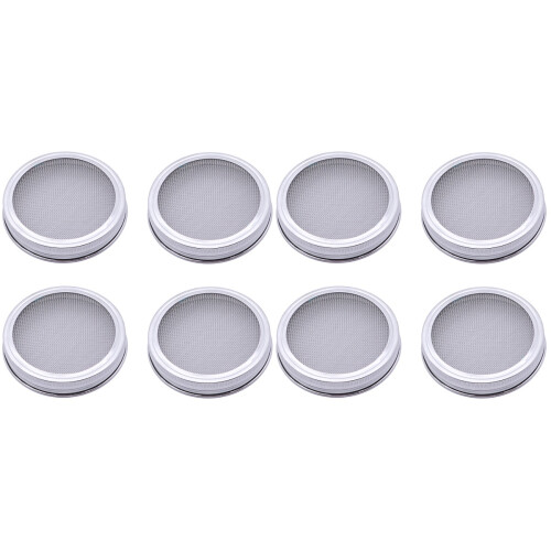 8Pièces Couvercles Germoirs Bocal Argent Résistants Maille Inox 2