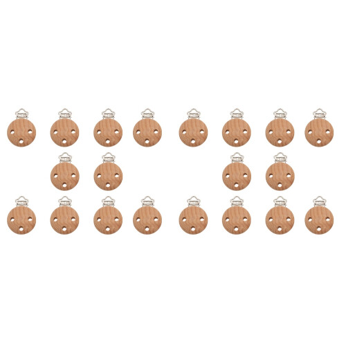 20Pièces Clips Bébé Bois Ronds Durables Sécurisés 2