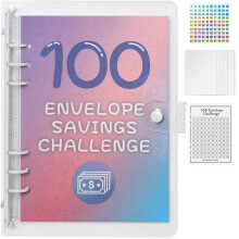 100 Enveloppen Geldbesparing Challenge Binder, Kostenbegrotingsblad voor Budgetteren en Geld Besparen, Budget Binder Wit