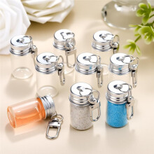 36 Pcs 7ml Small Glass Bottle Keychain Bulk  Seasoning Bottles Keychain with Aluminum Lid ,for DIY Wedding Favors