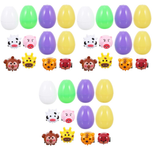 3Ensembles Coffrets Oeufs Pâques Jouets Animaux Colorés 1