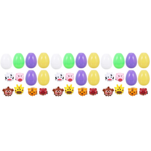 3Ensembles Coffrets Oeufs Pâques Jouets Animaux Colorés 2