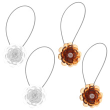 4Pcs Curtain Tiebacks Magnetic Steel Wire with Elegant Flower Clips
