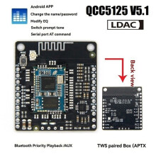 QCC5125 V5.1 Board LDAC Lossless with AUX AAC/APTX/APTXLL/APTXHD/LDAC APP Change Name Password EQ 12V