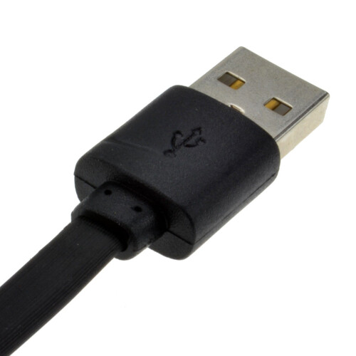 kenable FLAT USB A To MICRO B FAST CHARGE Cable 24AWG Cable  0.25m Lead BLACK 1