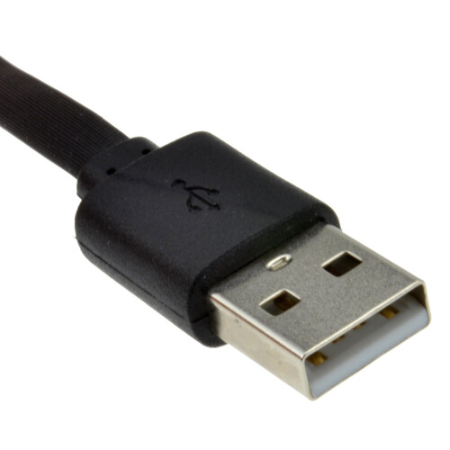 kenable FLAT USB A To MICRO B FAST CHARGE Cable 24AWG Cable  0.25m Lead BLACK 2