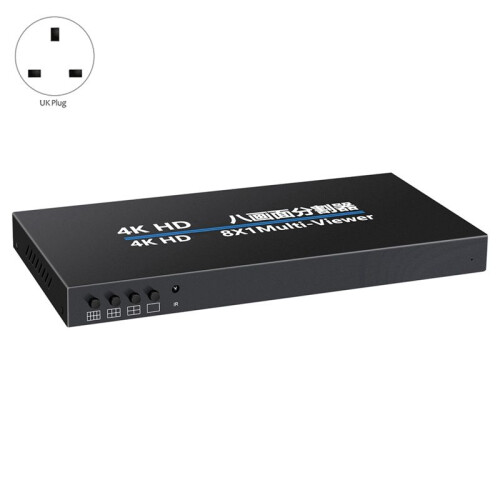 4K -Compatible 8X1 Quad Multi-Viewer Screen Divider Seamless Switching Multi-Screen Display Video Splitter UK Plug 1