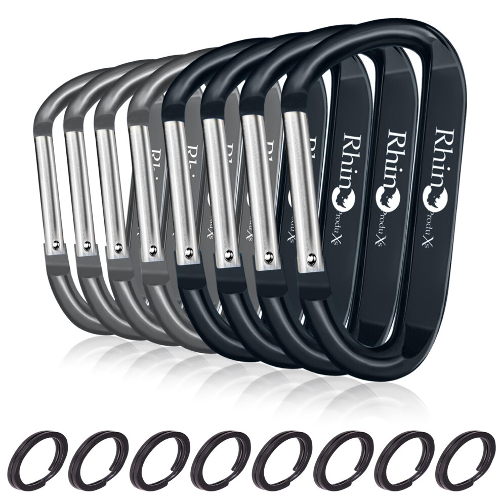Rhino Produxs Lightweight Duty Snap Carabiner Clips With Keyrings D Ring Sh 4397376555125